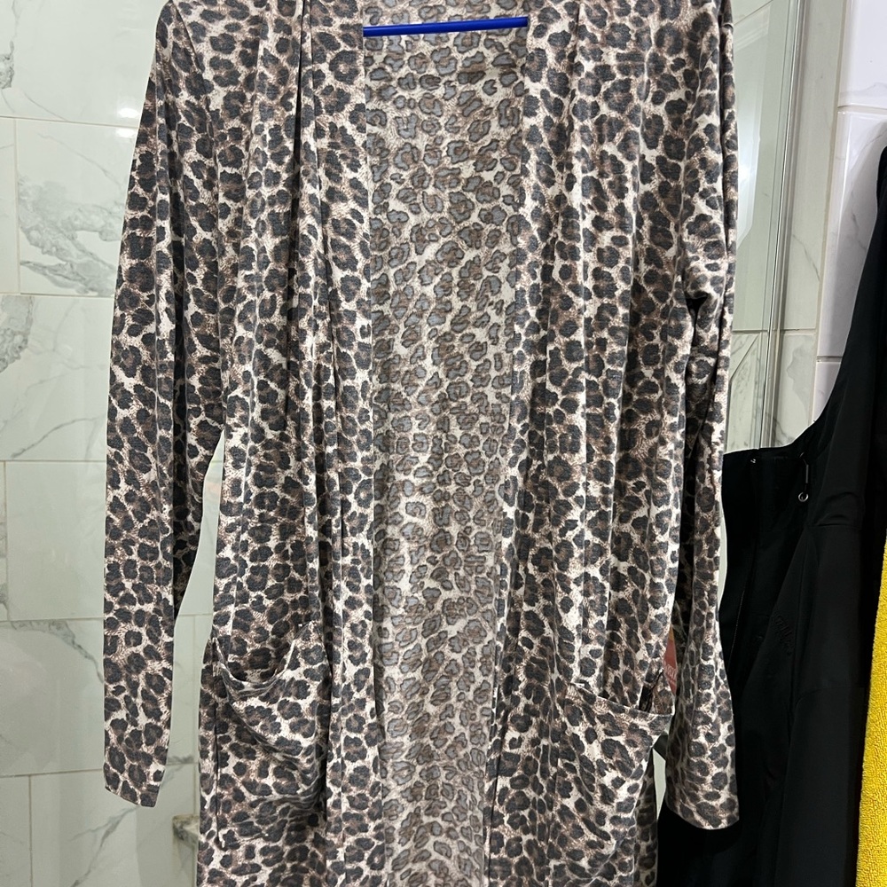 Leopard Print Open Front Cardigan